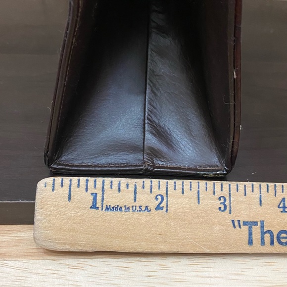 Vintage Sydney of California Brown Croc Leather Trim Top Handle Clutch Handbag - Picture 10 of 16